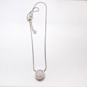 Brighton Pave Crystal Circular Pendant Necklace Silver